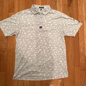 Bad Birdie Men’s Baby Lush Floral Patterned Golf Polo Shirt Medium